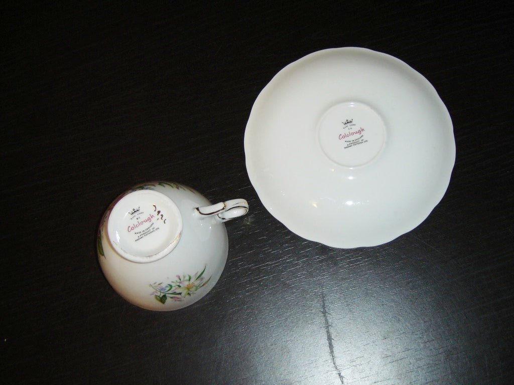 Colclough 7926 pink white blue flowers cup and saucer VGU