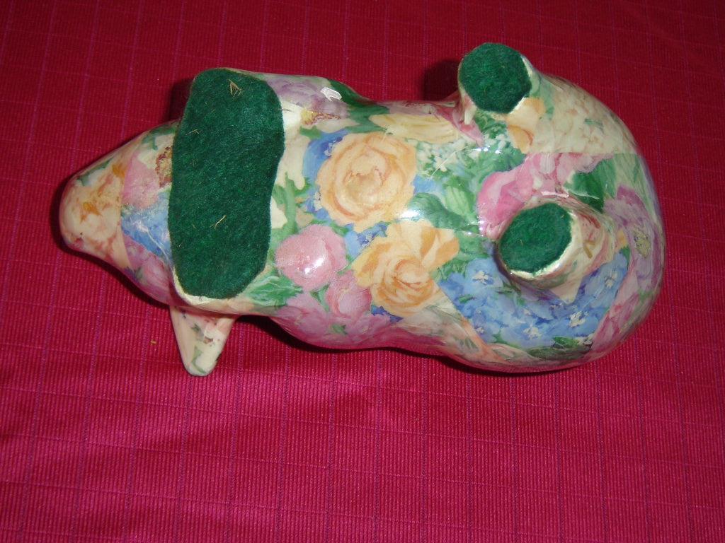 Dining glazed paper mache pig