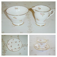 Royal Stafford pink Rosebud gold leaves china