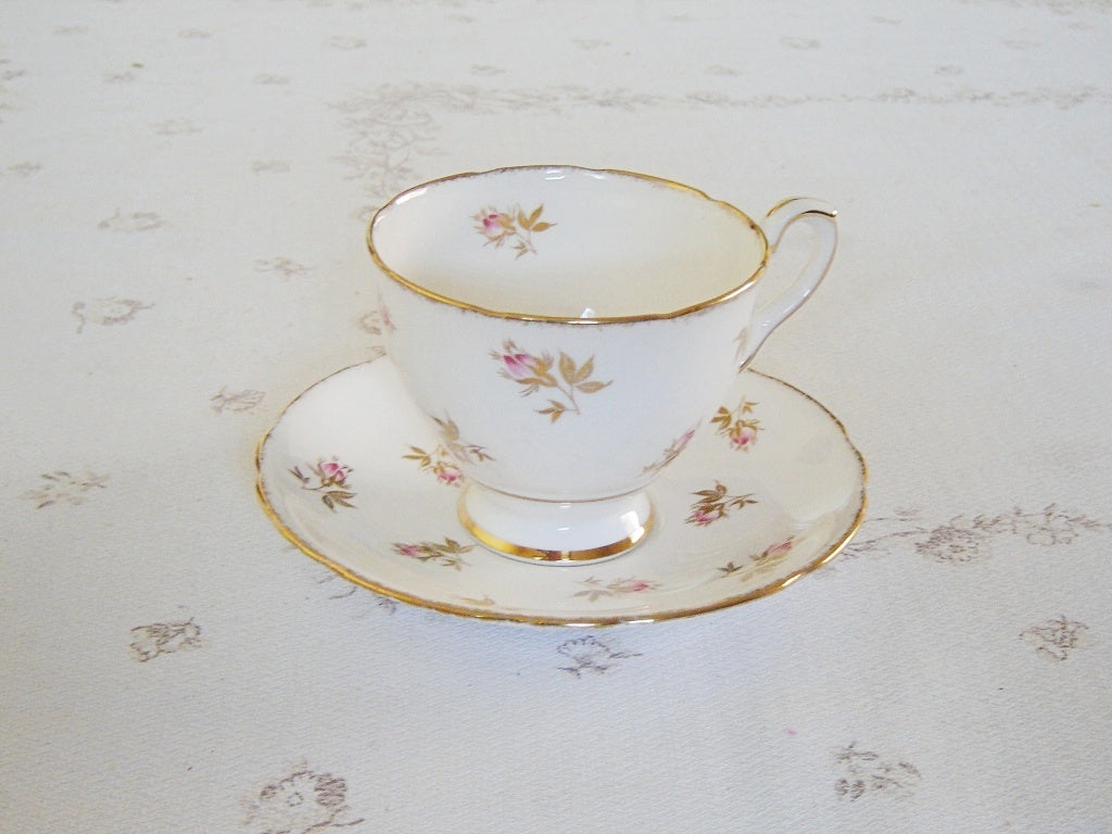 Royal Stafford pink Rosebud gold leaves china