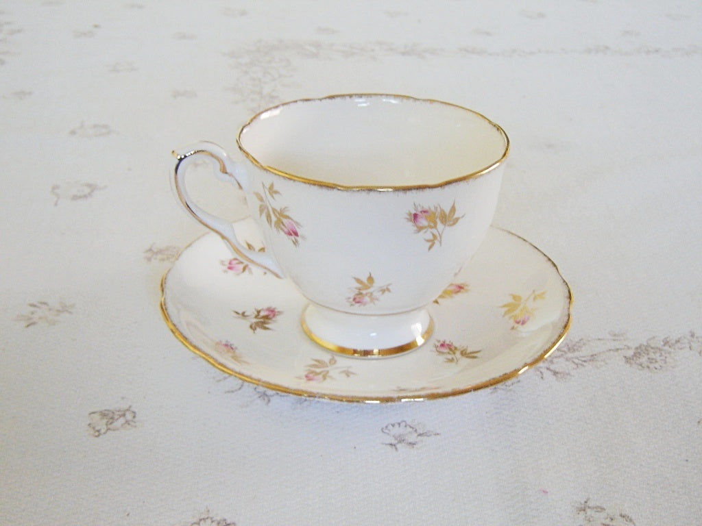 Royal Stafford pink Rosebud gold leaves china