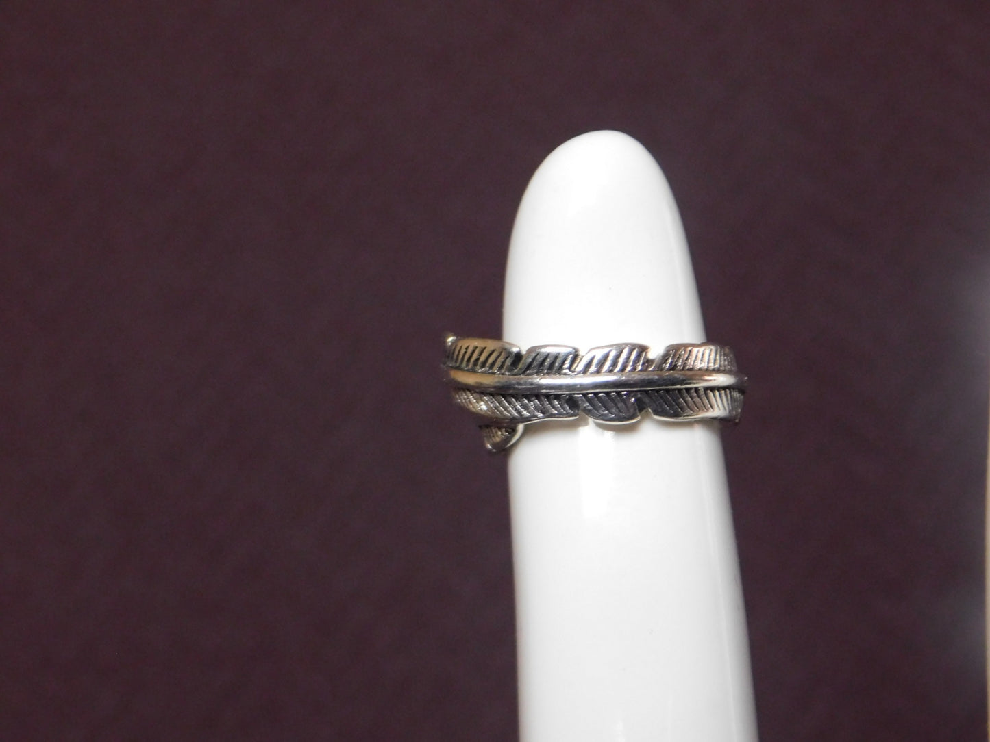 New 925 sterling silver adjustable feather ring