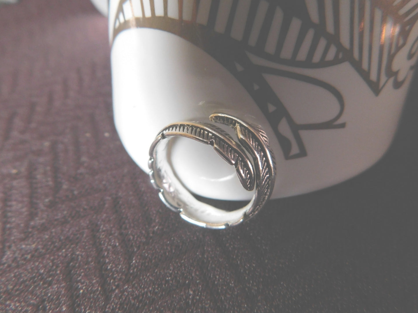 New 925 sterling silver adjustable feather ring