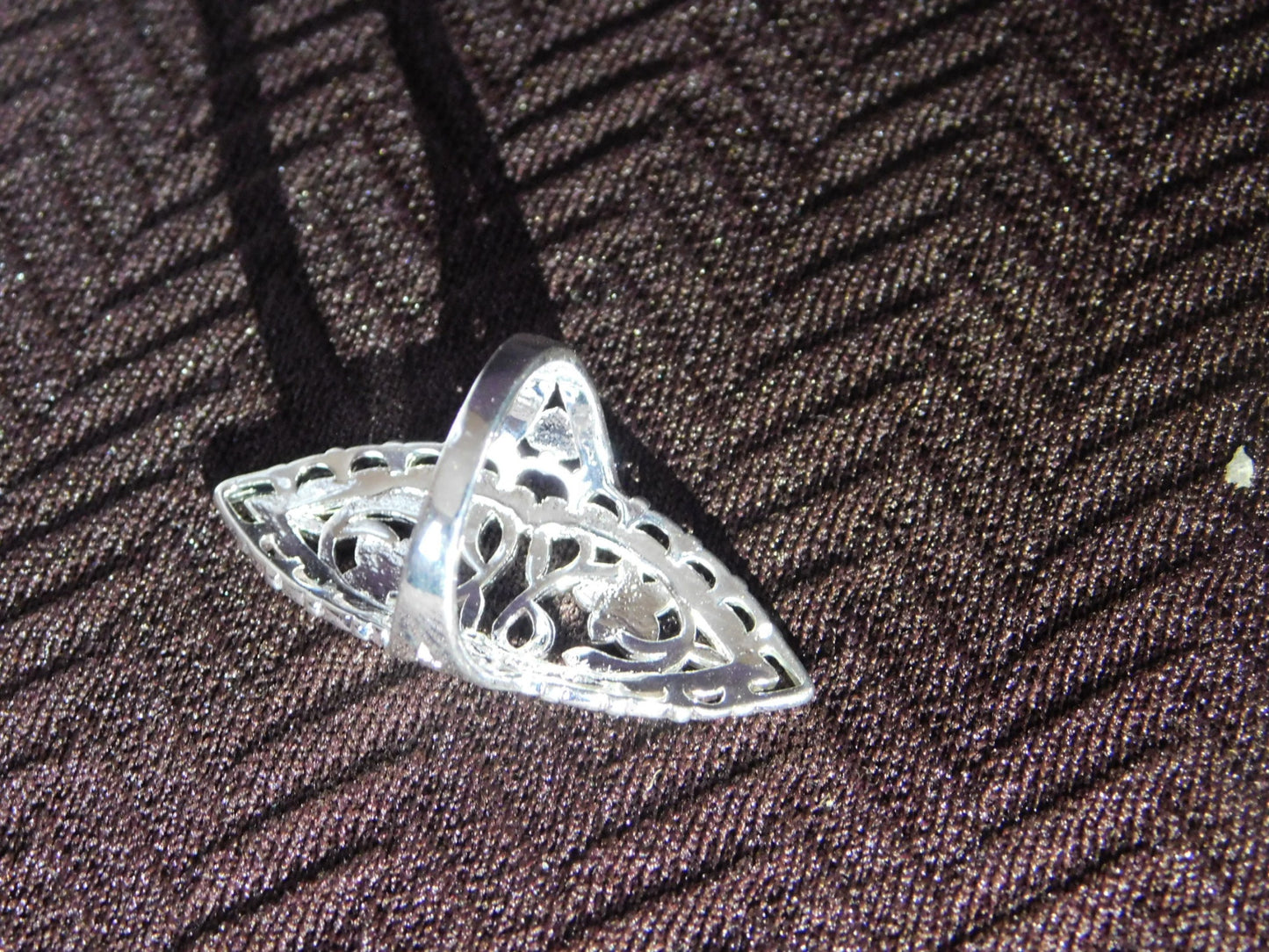 New sterling silver oval filigree ring size 7