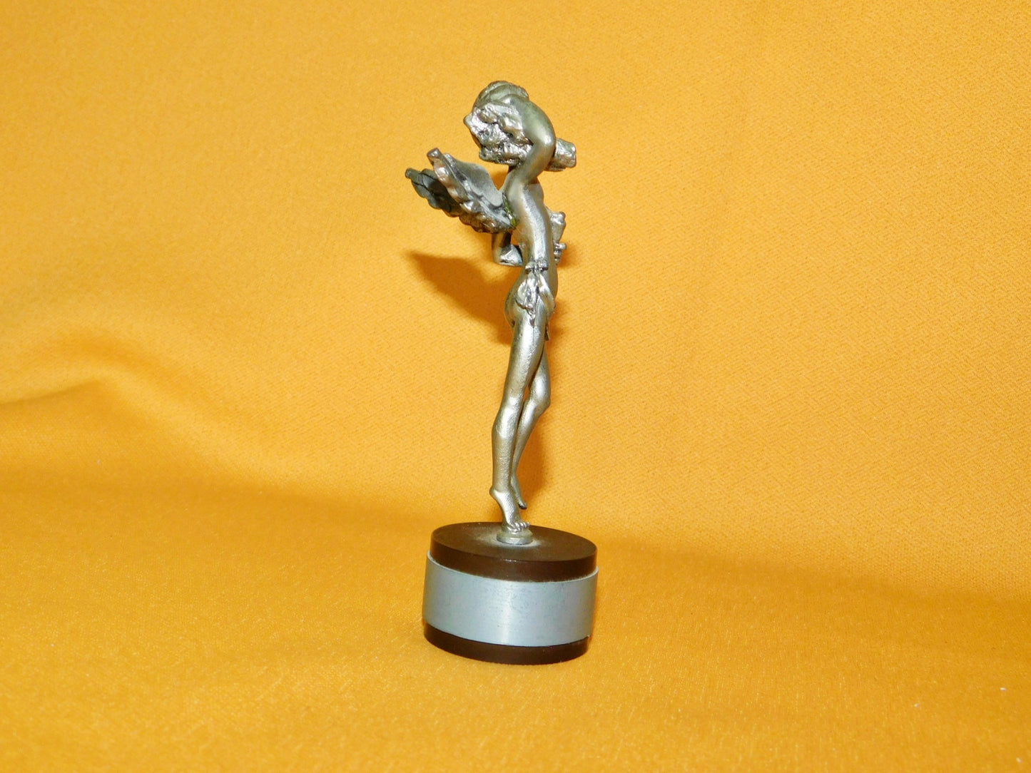 Peltro male angel with bundle (Italy) pewter figurine on base mint condition