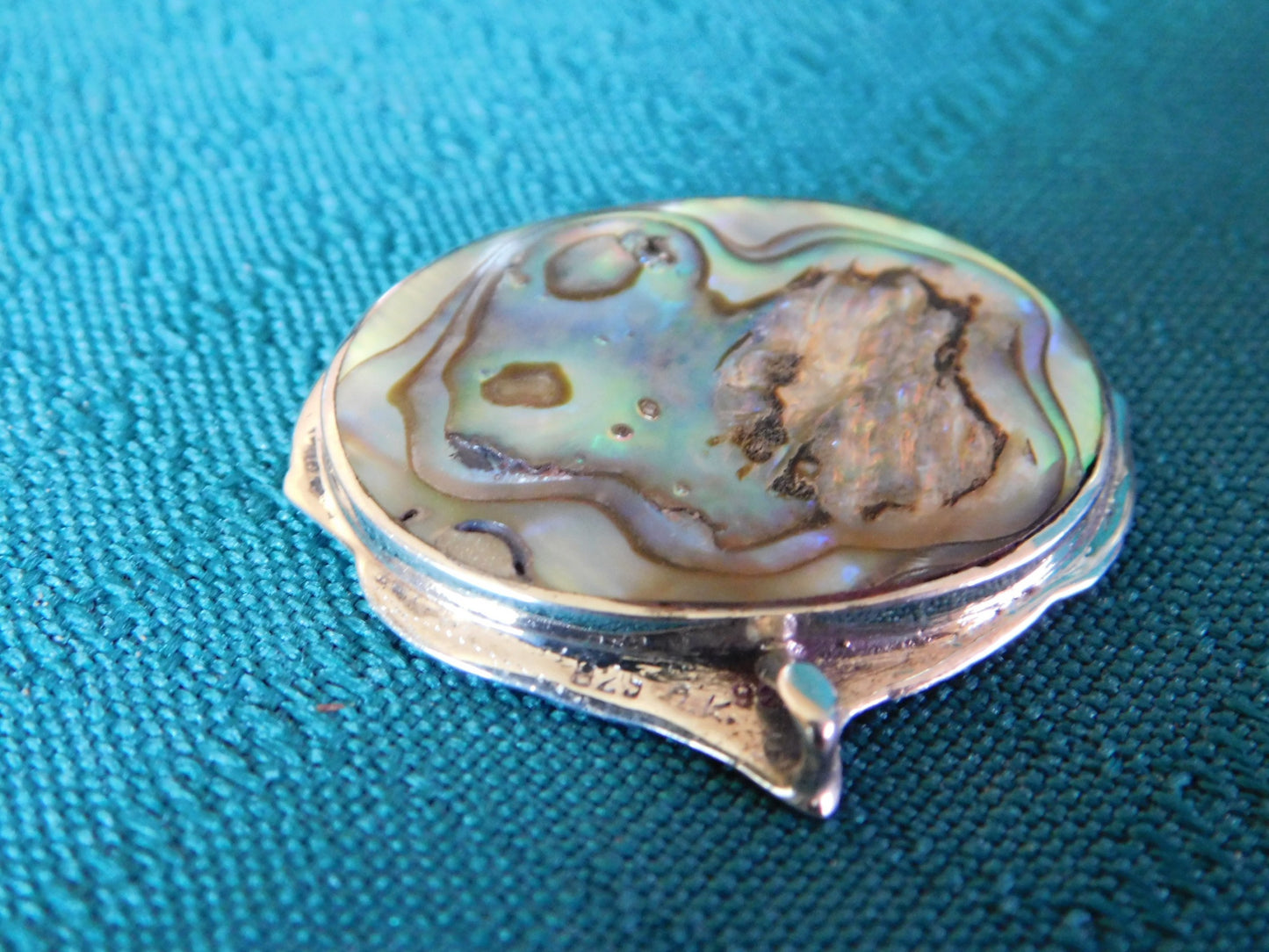 Sterling and abalone oval pendant mint condition