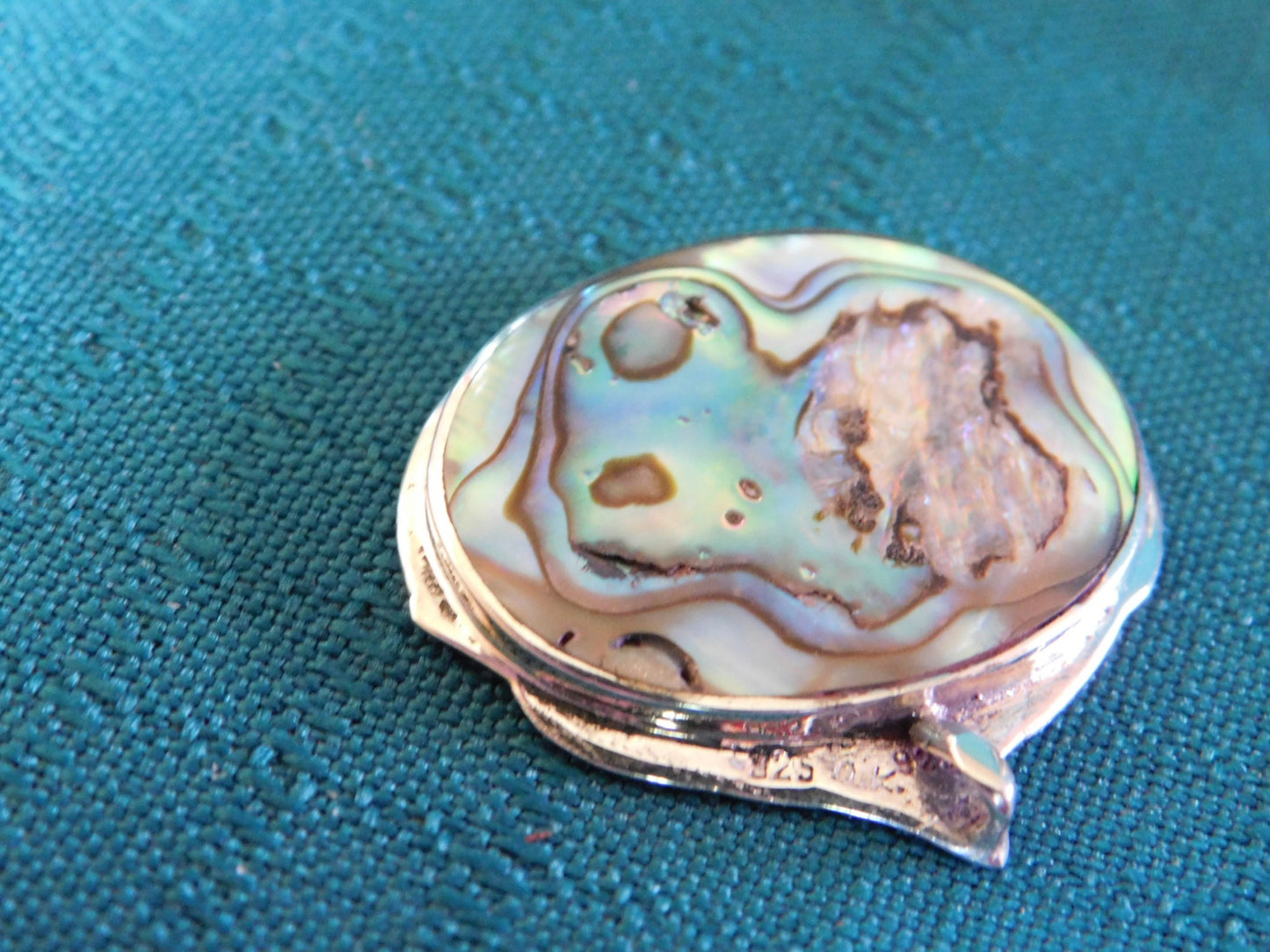 Sterling and abalone oval pendant mint condition