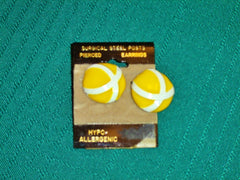 Vintage yellow and white pierced earrings hypo allergenic