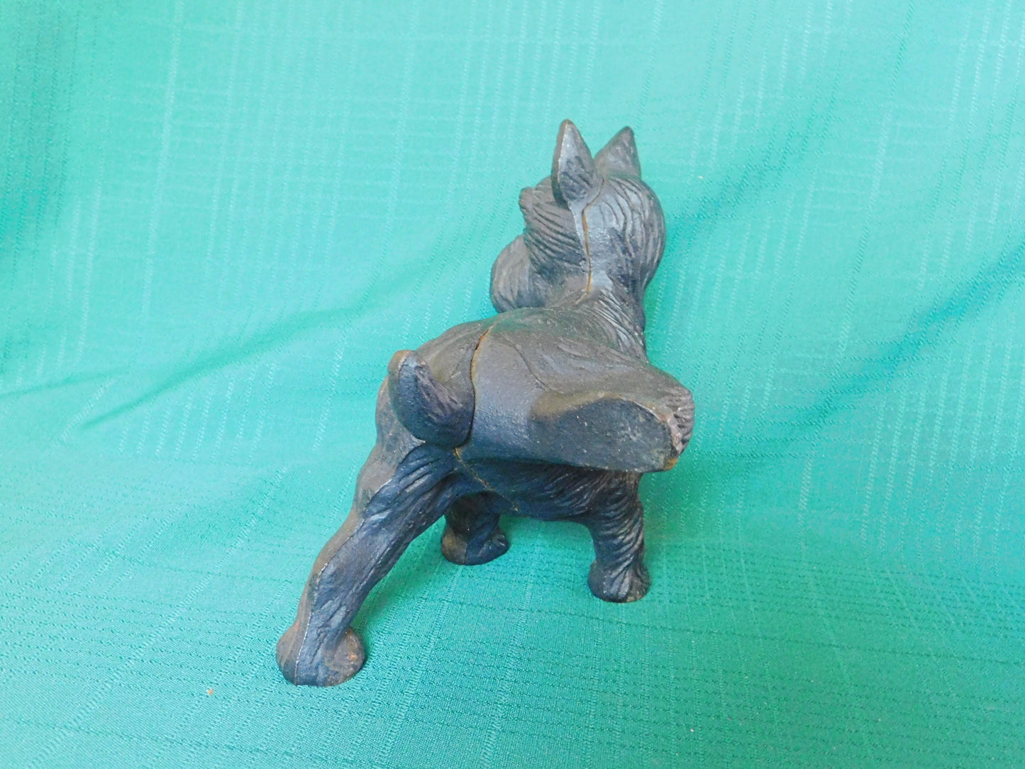 Vintage cast iron Scottish Terrier leg up door stop VGU