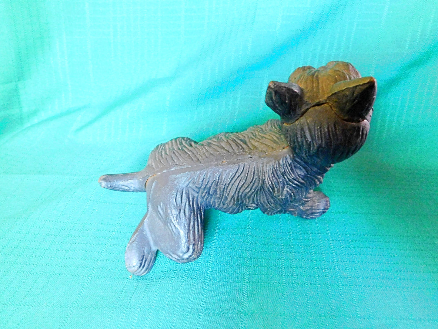 Vintage cast iron Scottish Terrier leg up door stop VGU