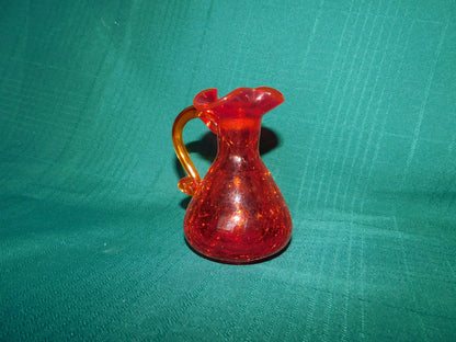 Handblown Amberina crackle glass cruet VGU