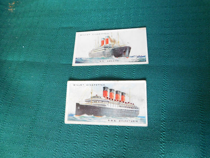 Wills's Cigarettes numbers 16 and 36 Merchant Ships (1925) tobacco cards