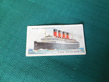 Wills's Cigarettes numbers 16 and 36 Merchant Ships (1925) tobacco cards
