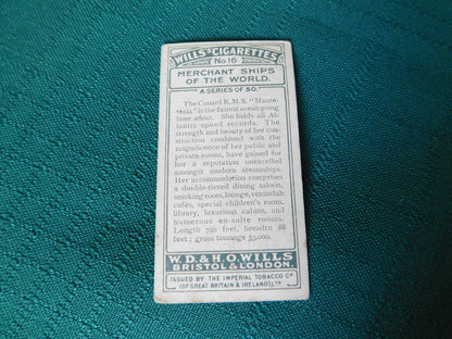 Wills's Cigarettes numbers 16 and 36 Merchant Ships (1925) tobacco cards
