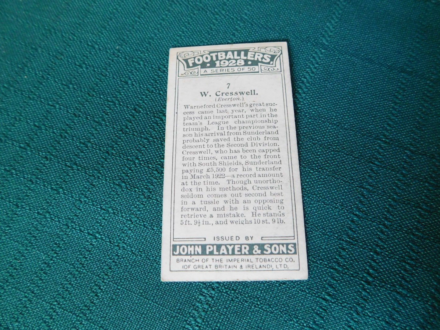 Players Cigarettes numbers 48 Cricketers and 7 Footballers Sports tobacco cards