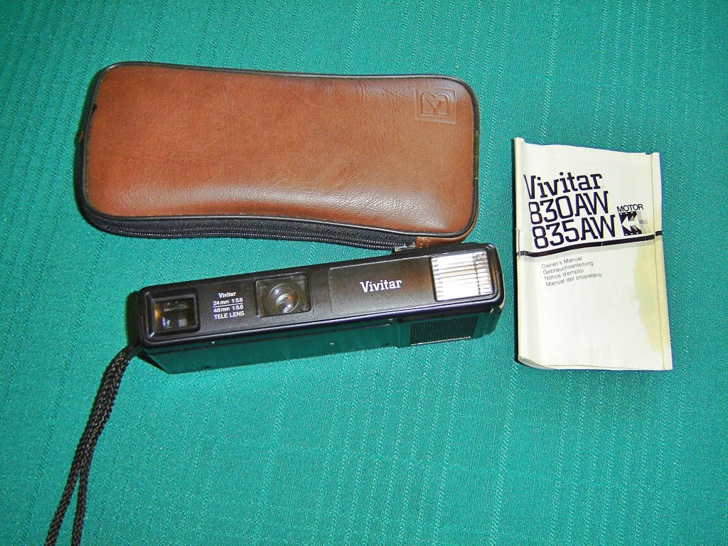 Vivitar TELE‑835AW 35mm Film Camera Set – Vintage Point‑and‑Shoot with Case & Manual