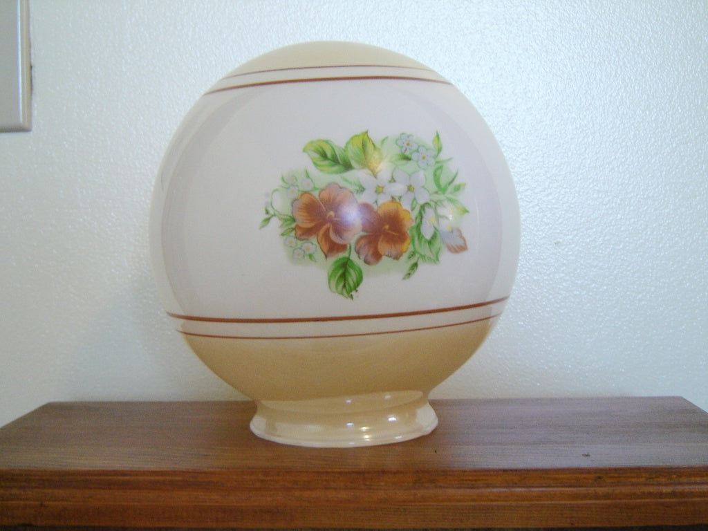 Vintage beige and floral globe shape lamp shade near mint condition