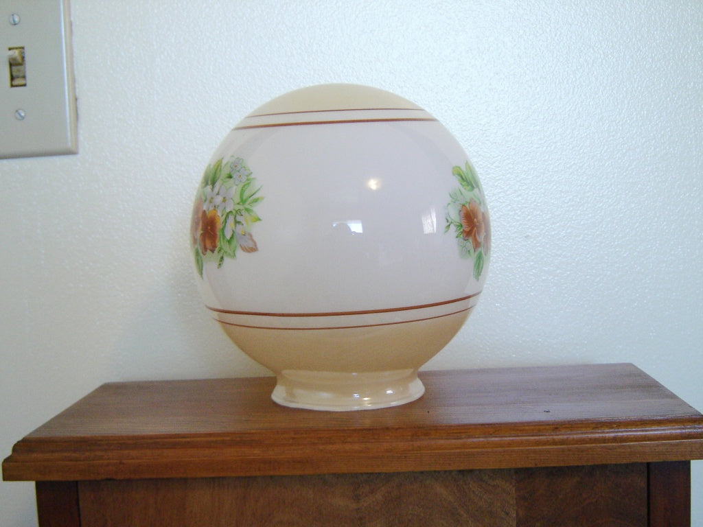 Vintage beige and floral globe shape lamp shade near mint condition