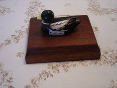 Vintage solid wood Duck double deck playing card box with cards VGU