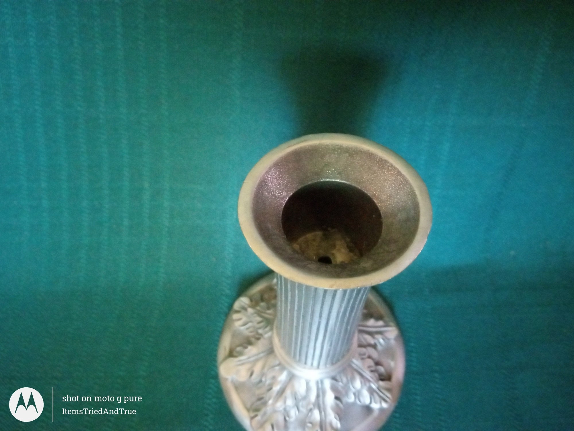 Seagull Pewter Fluted Column Candlestick – Acanthus Leaf Base Taper Candle Holder