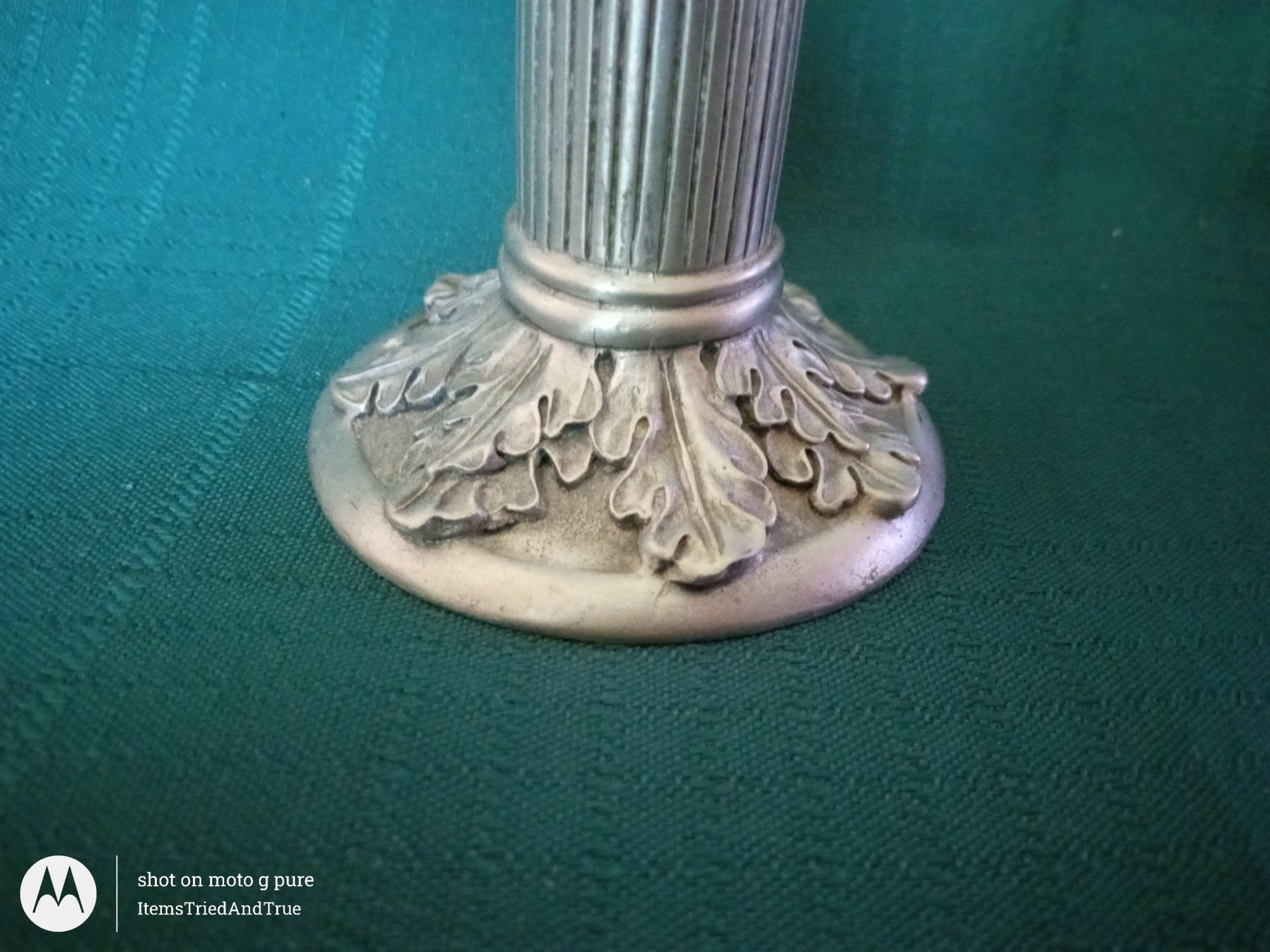 Seagull Pewter Fluted Column Candlestick – Acanthus Leaf Base Taper Candle Holder