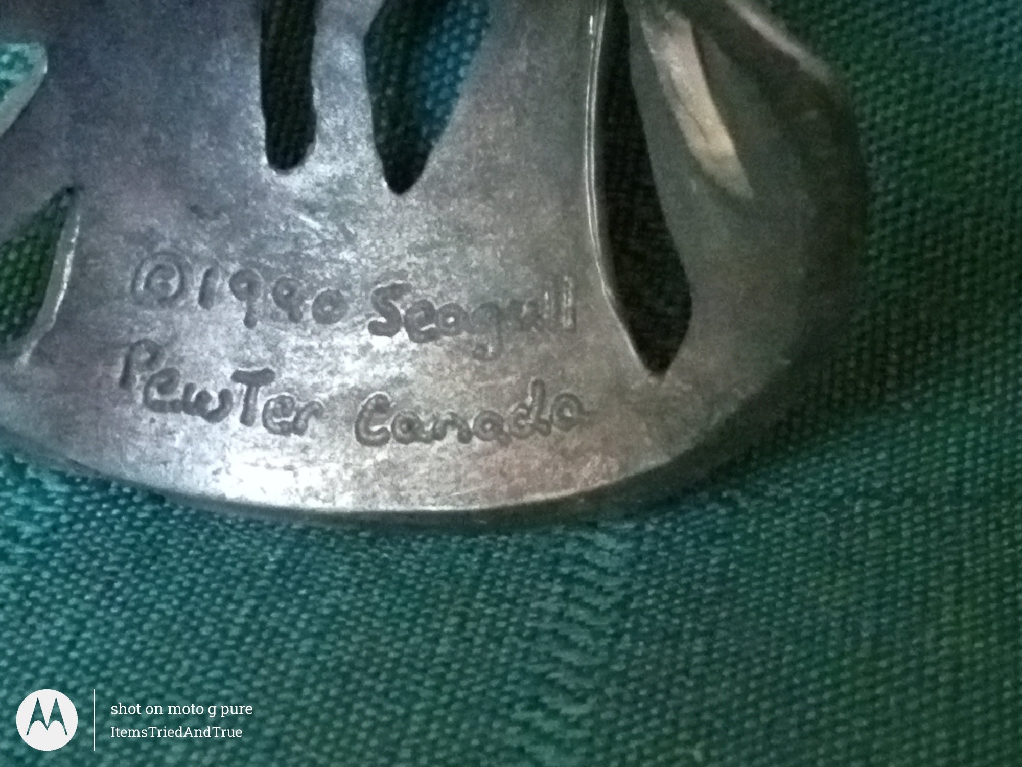 1996 Seagull Pewter Candle Holders – Pair of Floral Art Pewter Taper Holders (Canada)