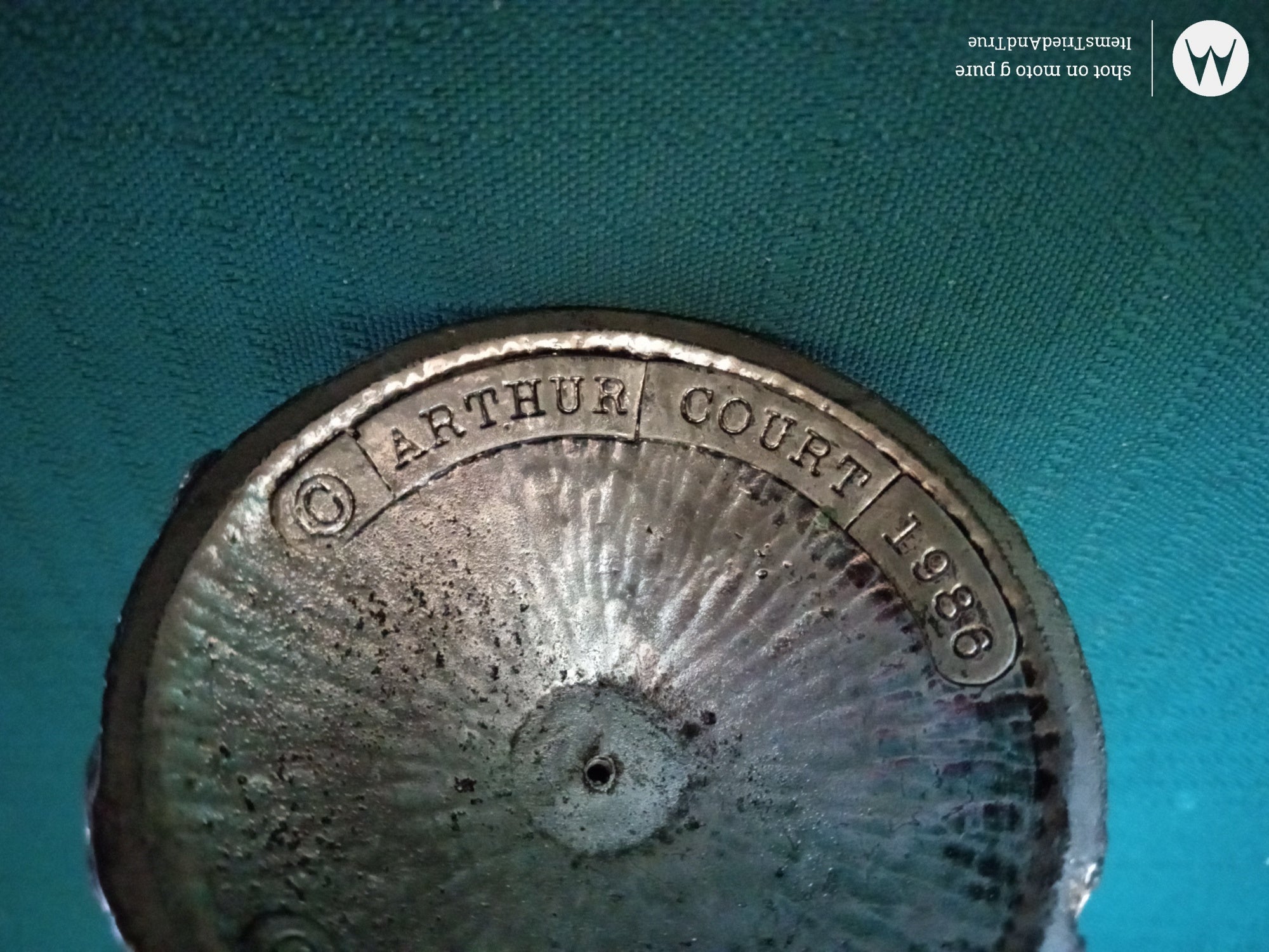 1986 Arthur Court Candle Holder – Frosted Glass Flower Shade & Sculpted Pewter Base