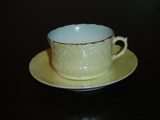 Embossed yellow blue band #343 cup and saucer