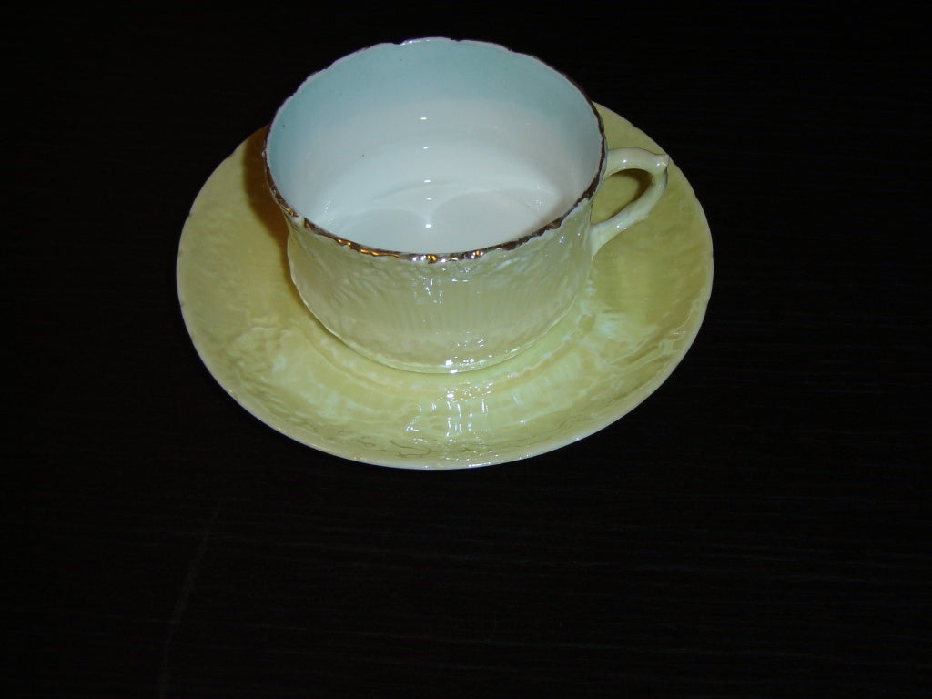 Embossed yellow blue band #343 cup and saucer