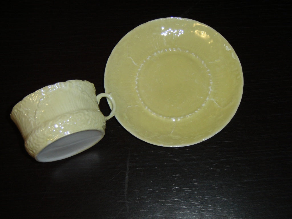 Embossed yellow blue band #343 cup and saucer