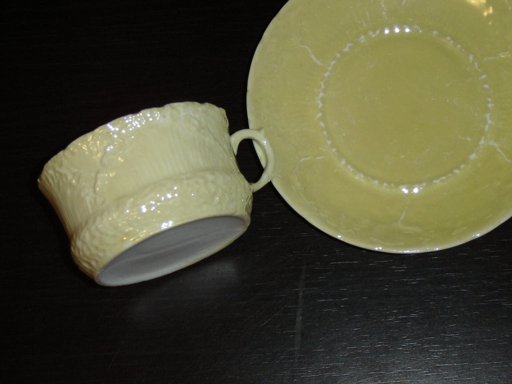 Embossed yellow blue band #343 cup and saucer