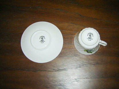 Royal Sutherland blue white bouquet swirl cup and saucer VGU