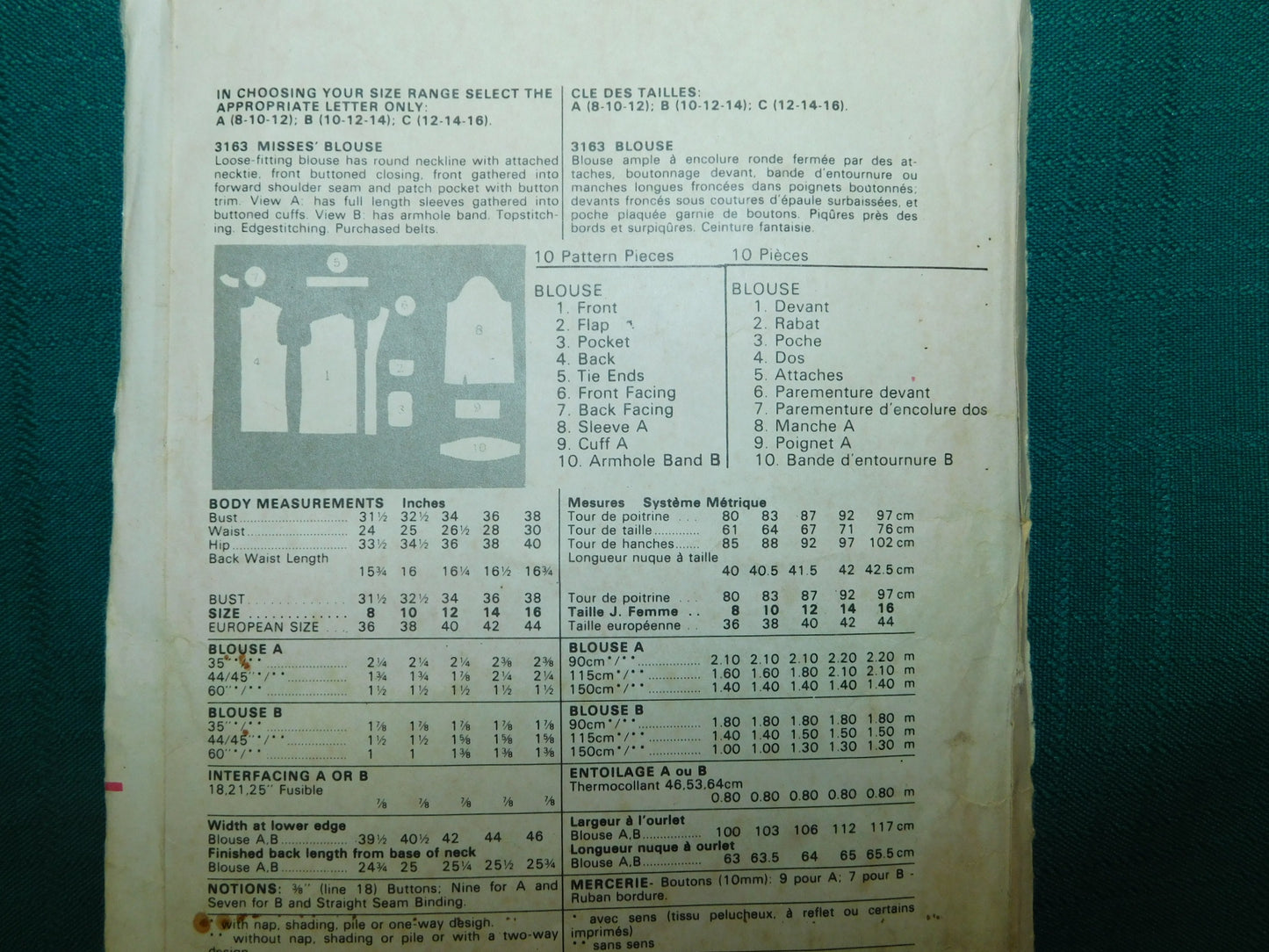 Butterick 3163 Marie Osmond Blouse Pattern – Vintage 1980s Sewing, Size 8-10-12