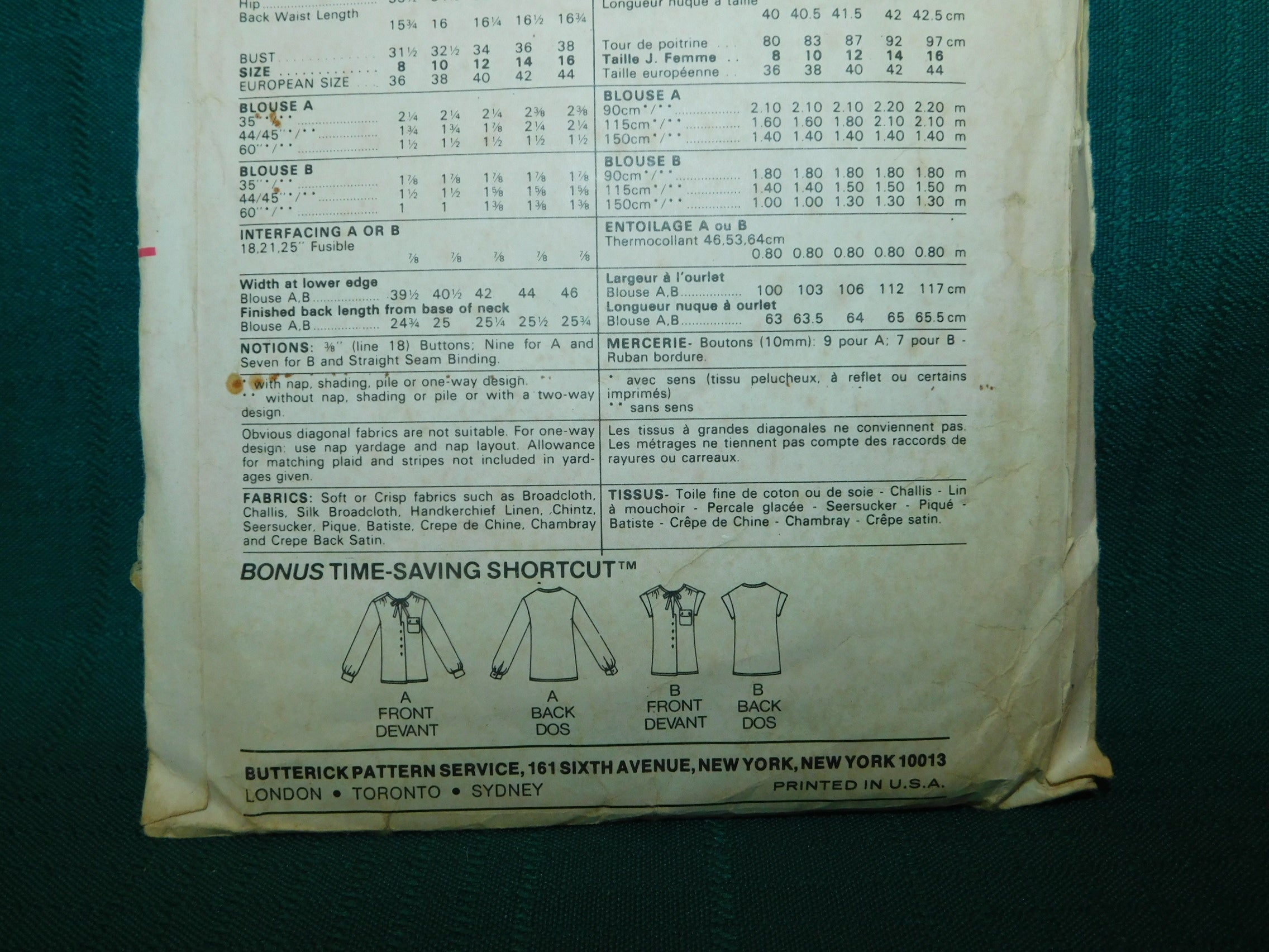 Butterick 3163 Marie Osmond Blouse Pattern – Vintage 1980s Sewing, Size 8-10-12