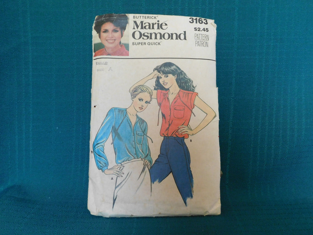 Butterick 3163 Marie Osmond Blouse Pattern – Vintage 1980s Sewing, Size 8-10-12