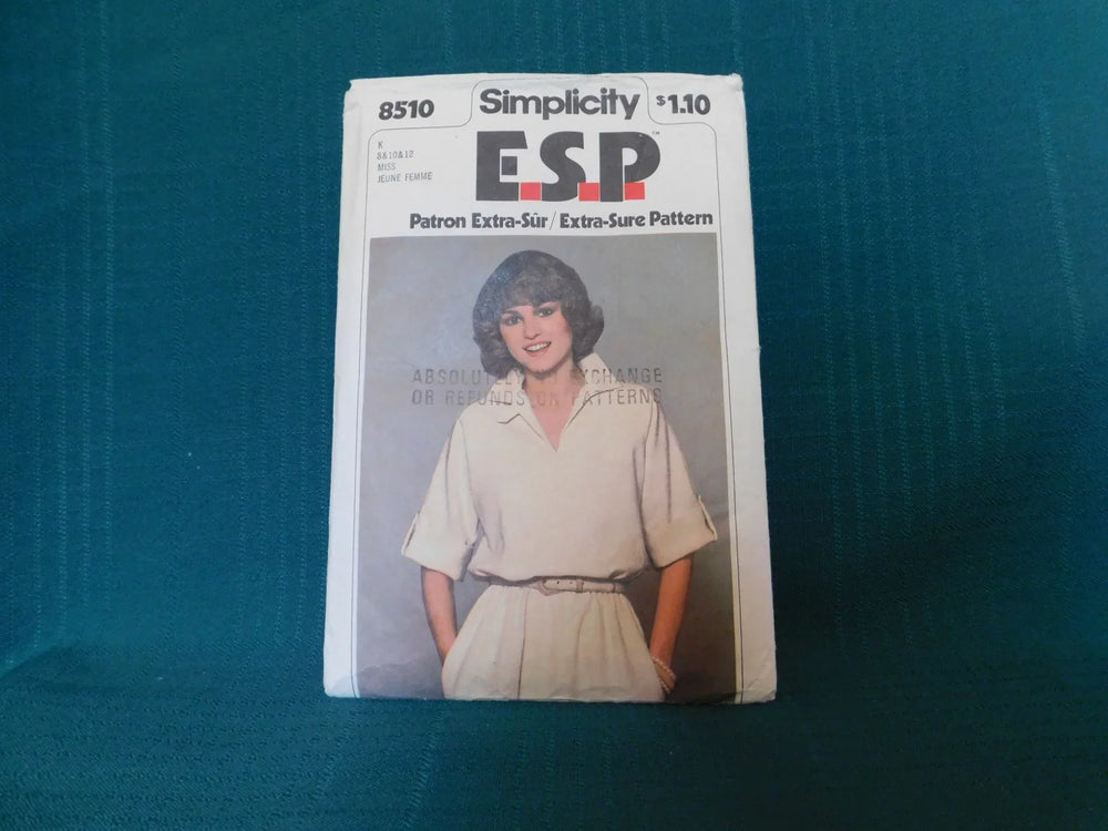 Simplicity ESP 8510 ƒ?? Vintage 1980s Missesƒ?? Pullover Dress Pattern, Size 8-10-12 Miss