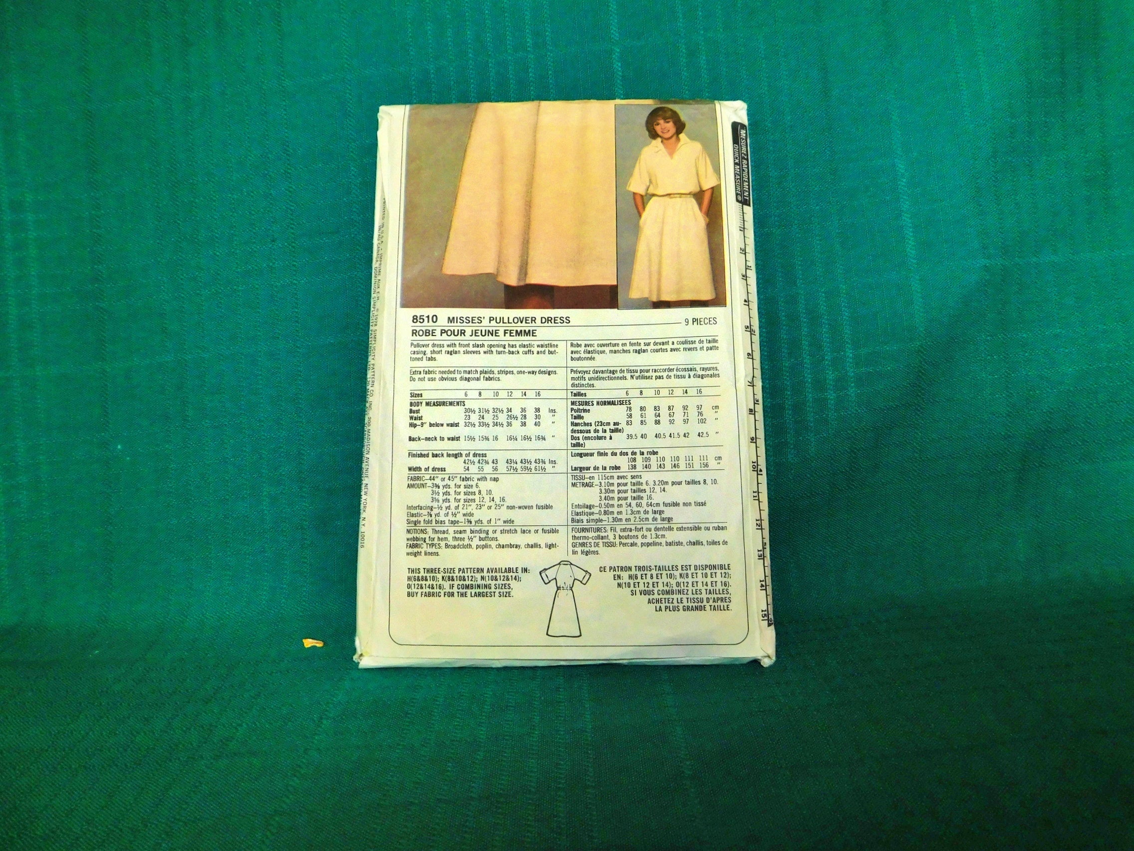 Simplicity ESP 8510 – Vintage 1980s Misses’ Pullover Dress Pattern, Size 8-10-12 Miss
