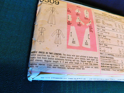 Simplicity 6509 Vintage Sewing Pattern – 1974 Misses’ A-Line Dress – Size 16 Bust 38