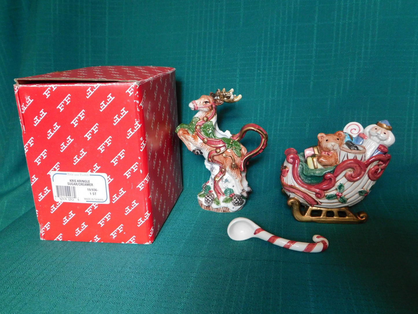 Fitz and Floyd Kris Kringle (1993) cream and sugar set in original box near mint condition