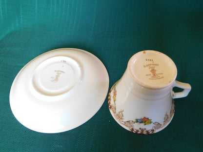 Radfords Joy floral and beige scroll cup and saucer VGU