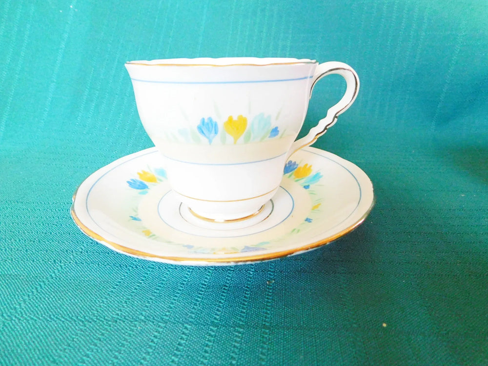 Royal Stafford 8205K blue yellow flowers cup and saucer