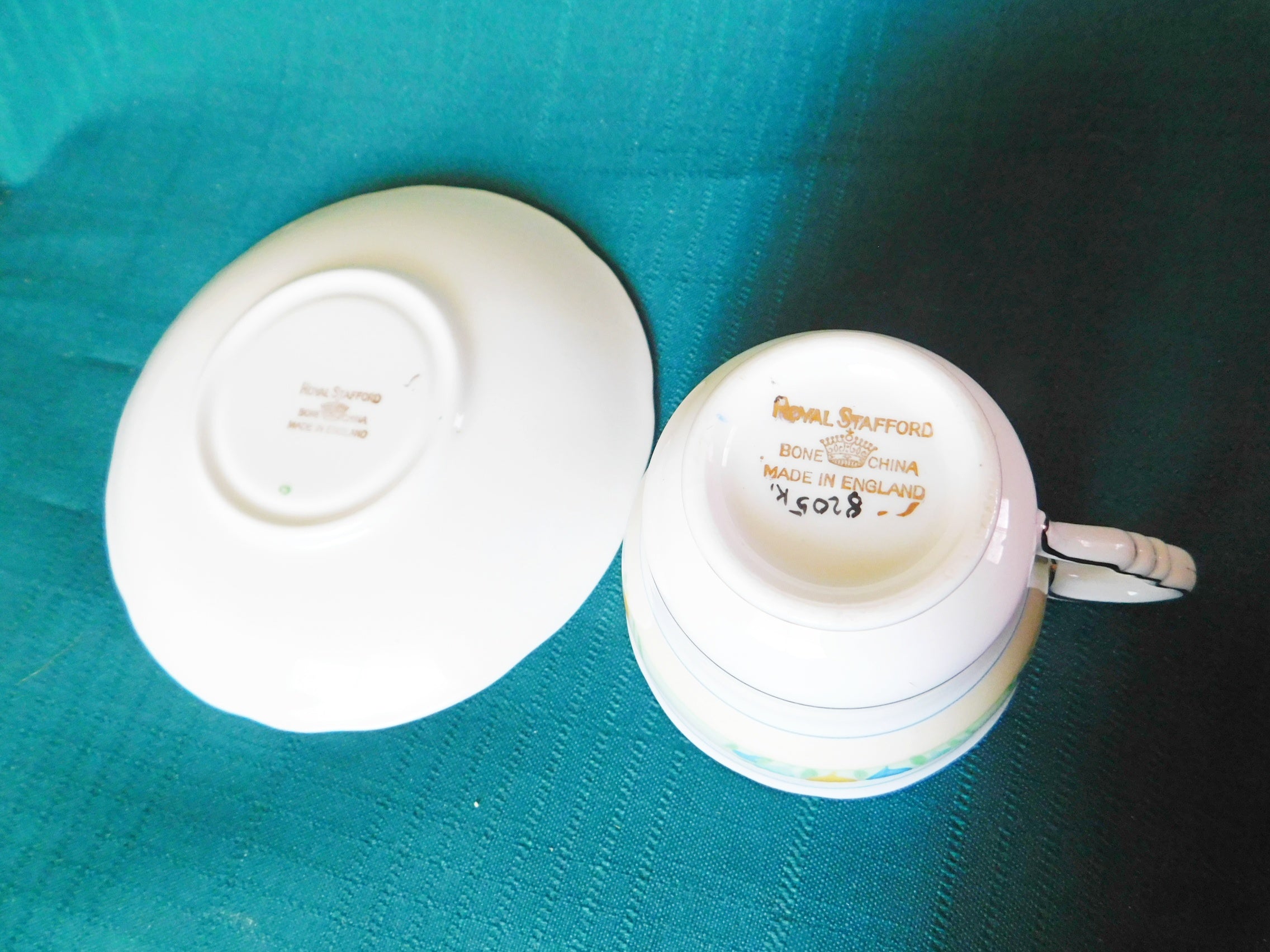 Royal Stafford 8205K blue yellow flowers cup and saucer VGU