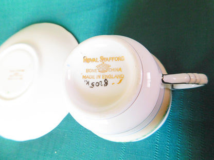 Royal Stafford 8205K blue yellow flowers cup and saucer VGU