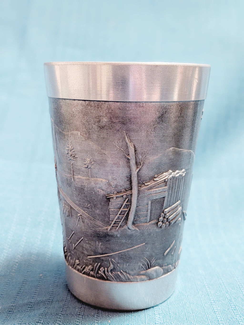 Degussa Pewter Cup – German Charcoal-Making Relief Scene