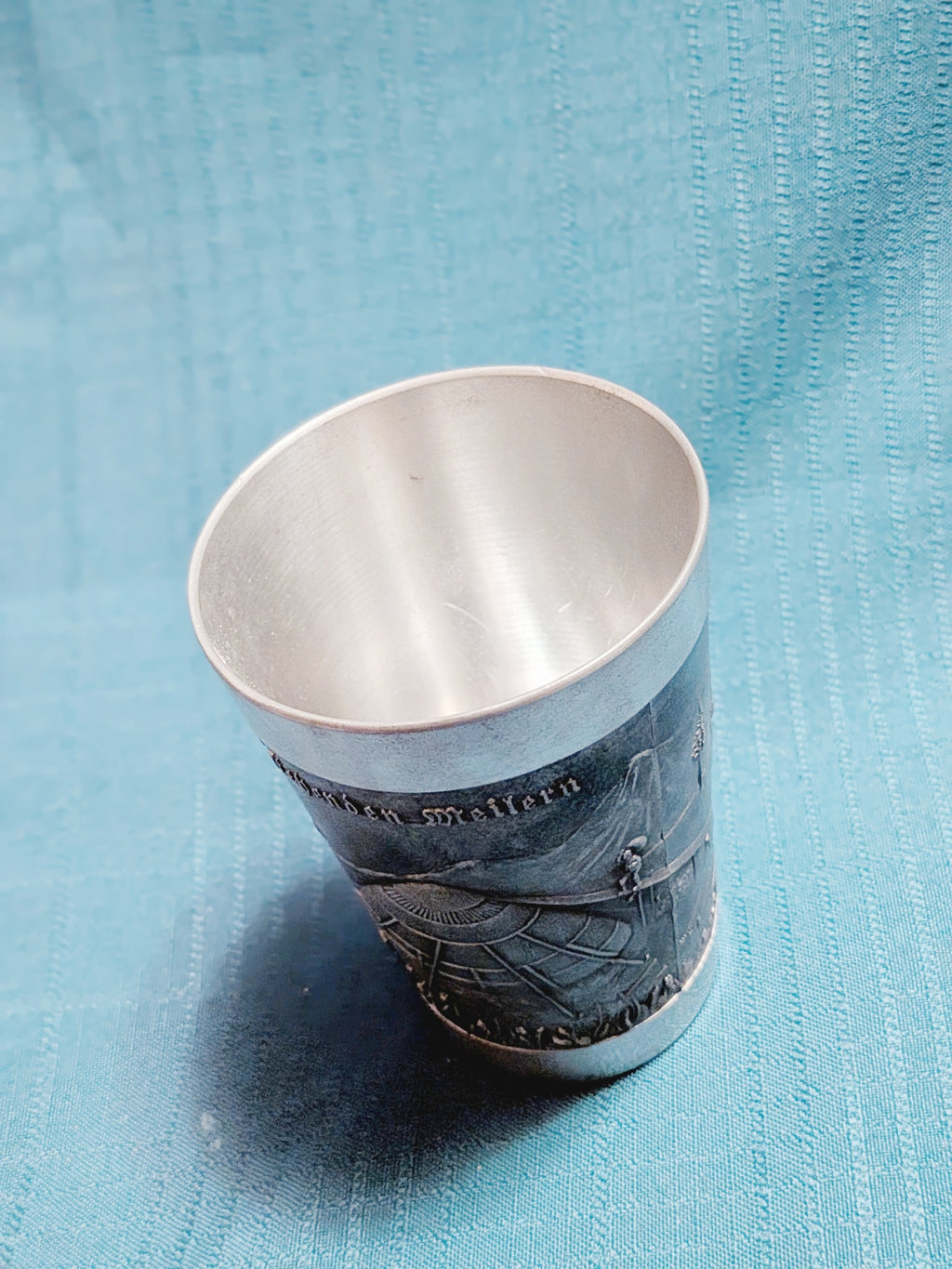 Degussa Pewter Cup – German Charcoal-Making Relief Scene