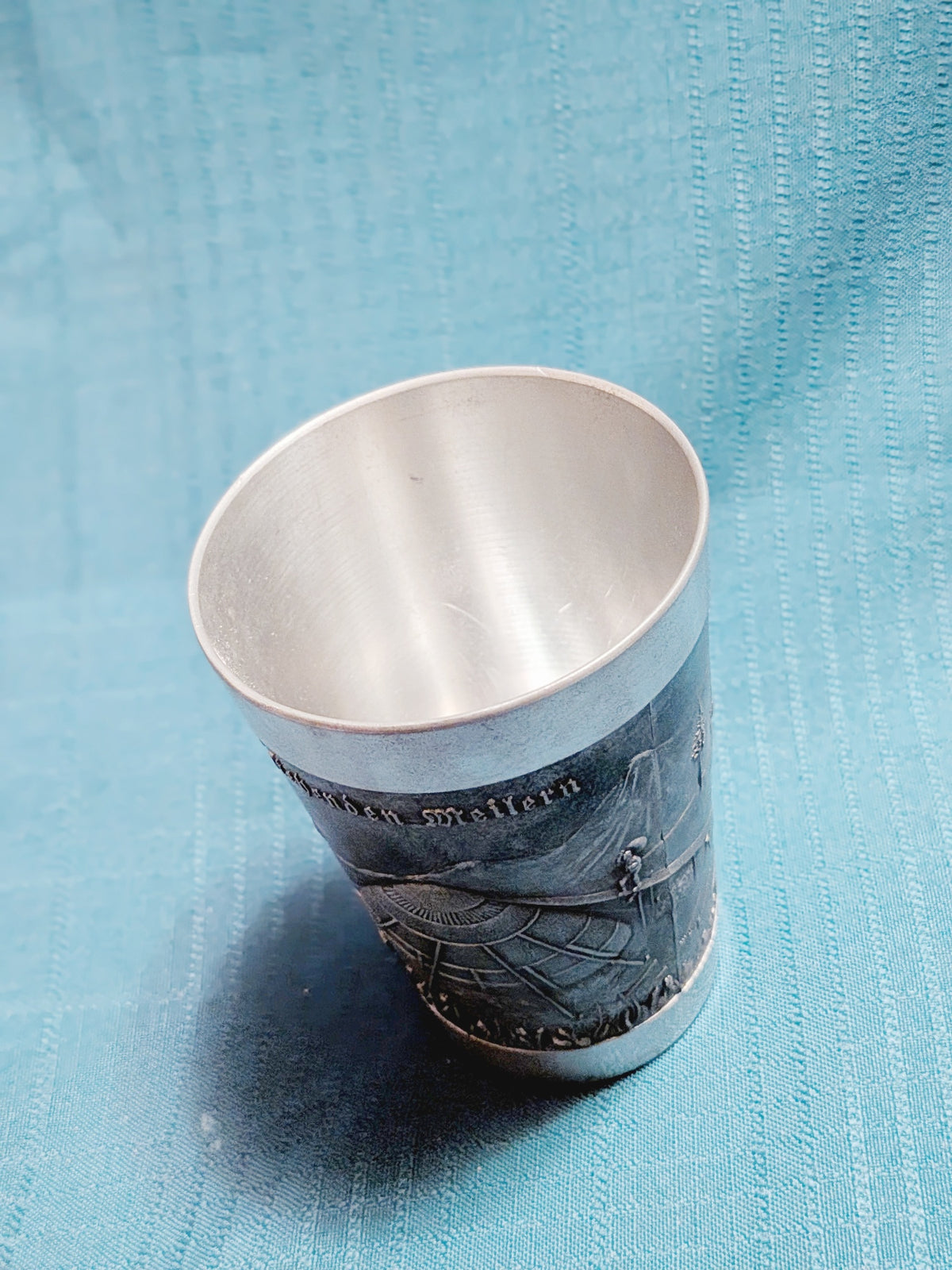 Degussa Pewter Cup – German Charcoal-Making Relief Scene