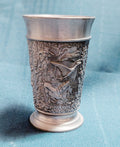 German Pewter Hunting Scene Cup – Deer & Wildlife Relief