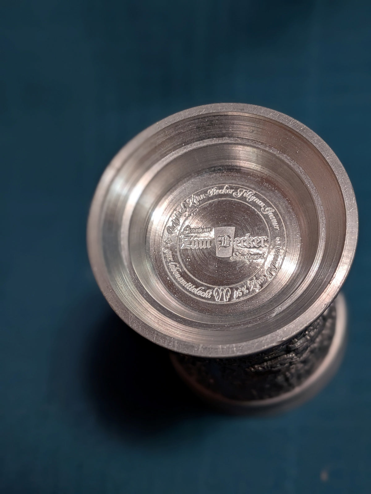 German Pewter Hunting Scene Cup – Deer & Wildlife Relief