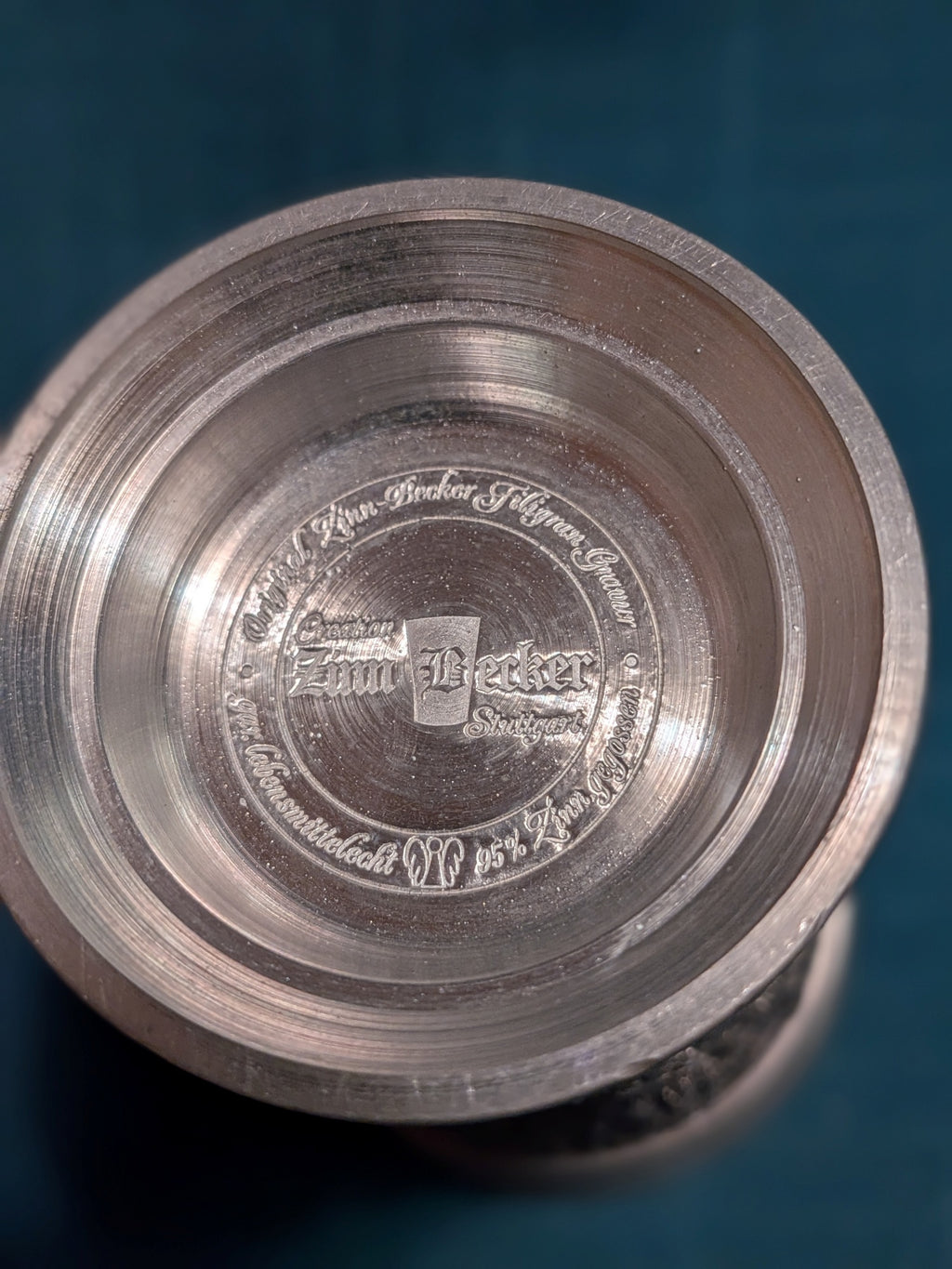 German Pewter Hunting Scene Cup – Deer & Wildlife Relief