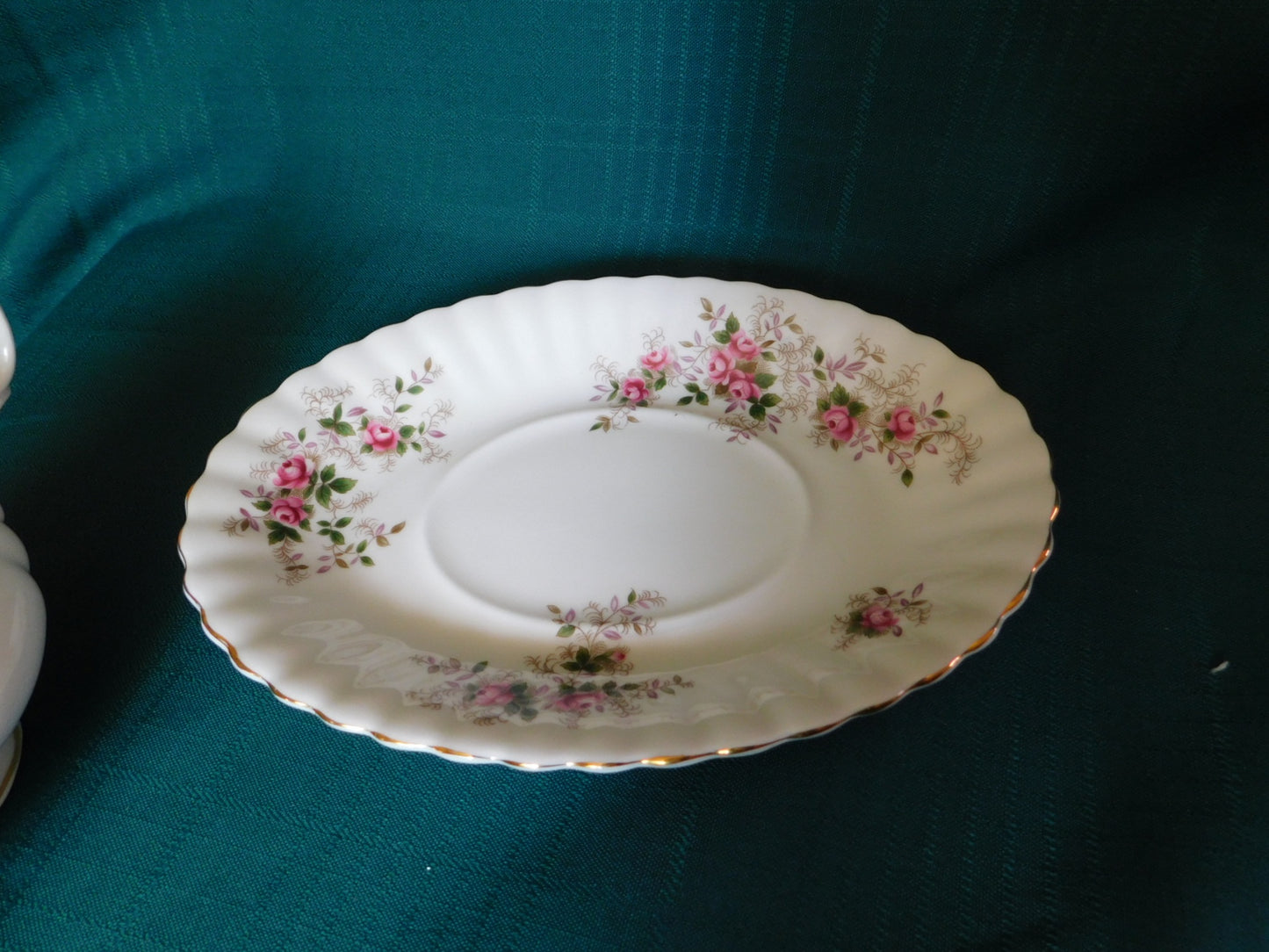 Royal Albert Lavender Rose (1970) gravy boat with underplate mint condition